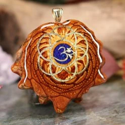TEP Crushed Lapis (Glows) With Gold Seed Of Life And Front Om