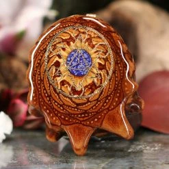 TEP Pendants Crushed Lapis (Glows) With Gold Cube Of Metatron