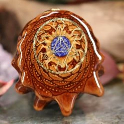 TEP Pendants Crushed Lapis (Glows) With Gold Cube Of Metatron