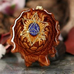 TEP Pendants Crushed Lapis (Glows) With Gold Merkaba