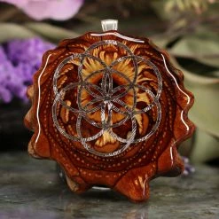 TEP Pendants Natural With Silver Seed Of Life