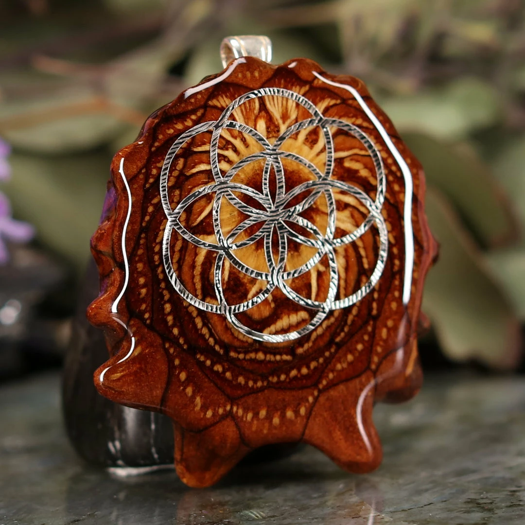 TEP Natural With Silver Seed Of Life Pendants 5 TEP Natural With Silver Seed Of Life Pendants