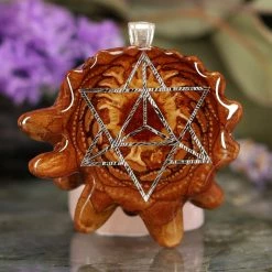 TEP Pendants Natural With Silver Merkaba