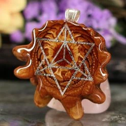 TEP Pendants Natural With Silver Merkaba