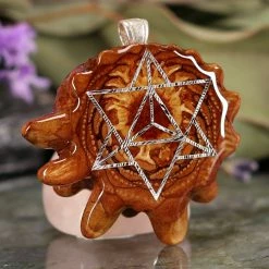 TEP Pendants Natural With Silver Merkaba