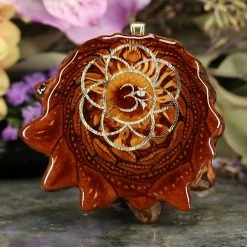 TEP Natural With Gold Seed Of Life And Front Om Pendants
