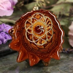 TEP Natural With Gold Seed Of Life And Front Om Pendants