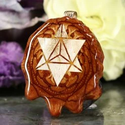 TEP Pendants Natural With Gold Reverse Merkaba