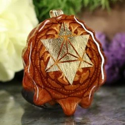 TEP Pendants Natural With Gold Reverse Merkaba