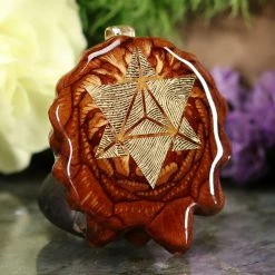 TEP Natural With Gold Reverse Merkaba Pendants