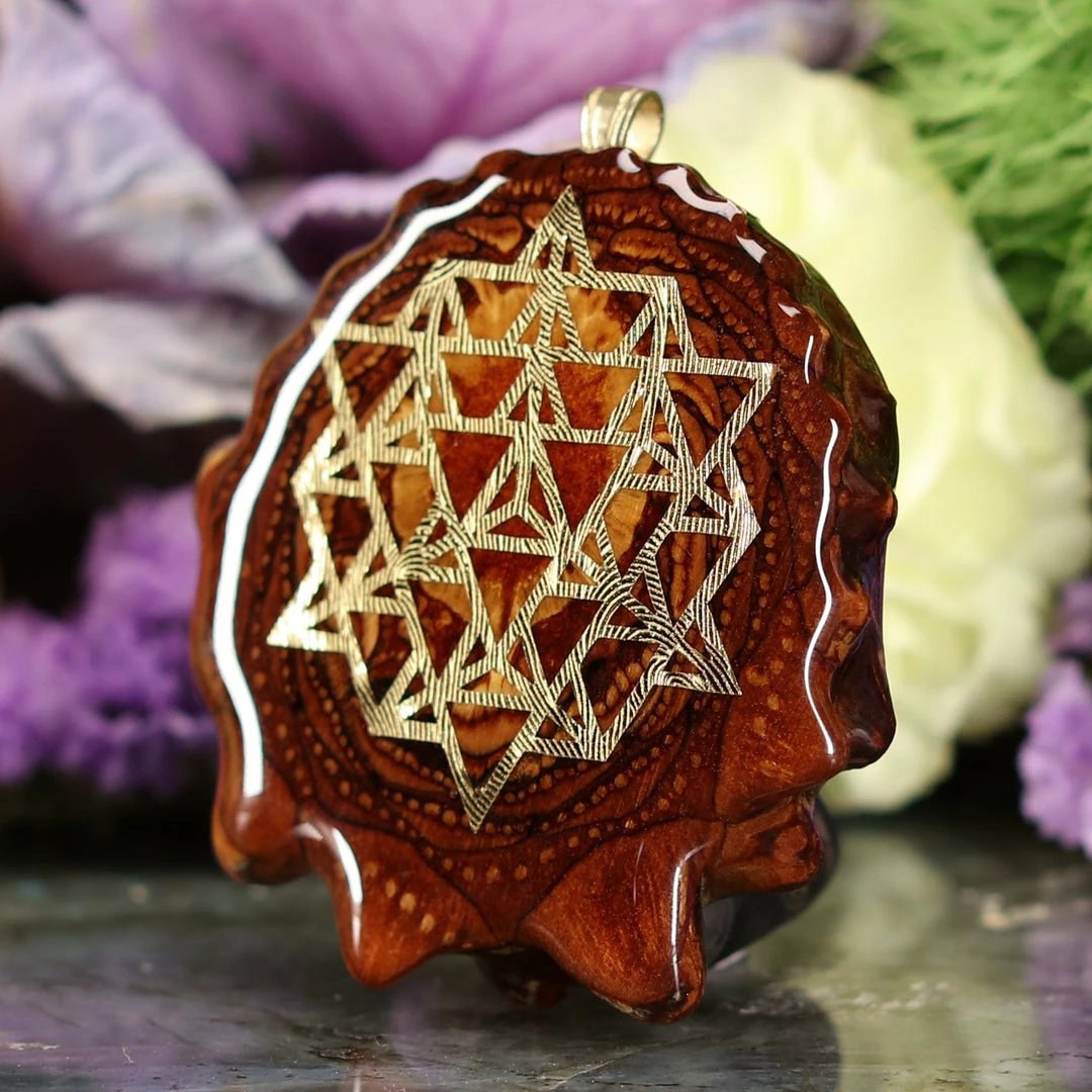 TEP Natural With Gold 64 Star Tetrahedron Pendants 4 TEP Natural With Gold 64 Star Tetrahedron Pendants