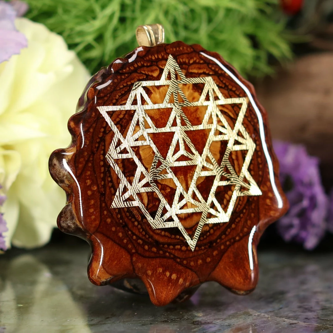 TEP Natural With Gold 64 Star Tetrahedron Pendants 5 TEP Natural With Gold 64 Star Tetrahedron Pendants