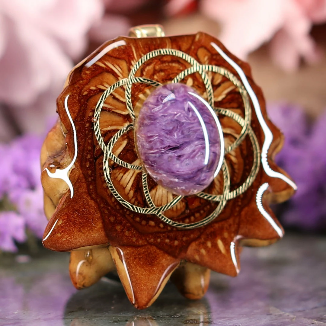 TEP Charoite With Gold Seed Of Life 5 TEP Charoite With Gold Seed Of Life