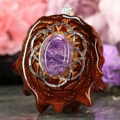 TEP Charoite With Silver Seed Of Life Pendants