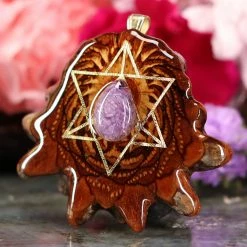 TEP Pendants Charoite With Gold Merkaba