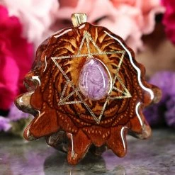 TEP Pendants Charoite With Gold Merkaba 7 TEP Pendants Charoite With Gold Merkaba