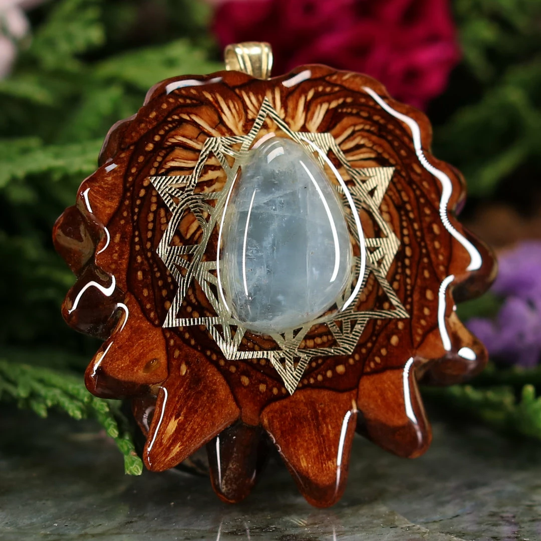 TEP Aquamarine With Gold 64 Star Tetrahedron 5 TEP Aquamarine With Gold 64 Star Tetrahedron