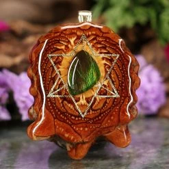 TEP Ammolite With Gold Merkaba Pendants