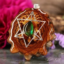 TEP Pendants Ammolite With Silver Merkaba 6 TEP Pendants Ammolite With Silver Merkaba