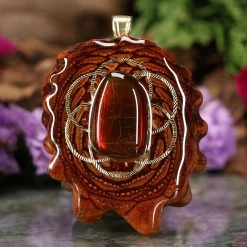 TEP Ammolite With Gold Seed Of Life And Back Om Pendants