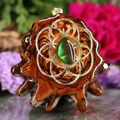 TEP Ammolite With Gold Seed Of Life Pendants 7 TEP Ammolite With Gold Seed Of Life Pendants