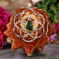 TEP Ammolite With Silver Seed Of Life Pendants