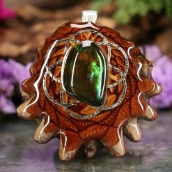 TEP Ammolite With Silver Seed Of Life And Back Om