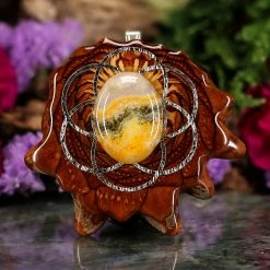 TEP Pendants Bumblebee Jasper With Silver Seed Of Life