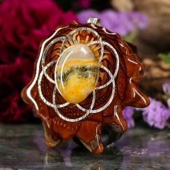TEP Pendants Bumblebee Jasper With Silver Seed Of Life 6 TEP Pendants Bumblebee Jasper With Silver Seed Of Life