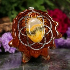 TEP Pendants Bumblebee Jasper With Silver Seed Of Life 7 TEP Pendants Bumblebee Jasper With Silver Seed Of Life
