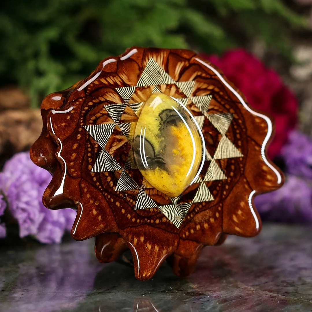 TEP Bumblebee Jasper With Gold Sri Yantra 5 TEP Bumblebee Jasper With Gold Sri Yantra