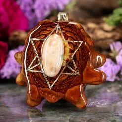TEP Pendants Ocean Jasper With Gold Merkaba 6 TEP Pendants Ocean Jasper With Gold Merkaba