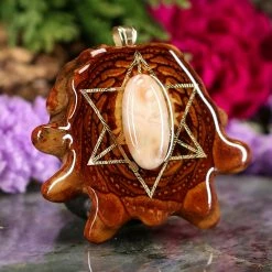 TEP Pendants Ocean Jasper With Gold Merkaba 7 TEP Pendants Ocean Jasper With Gold Merkaba