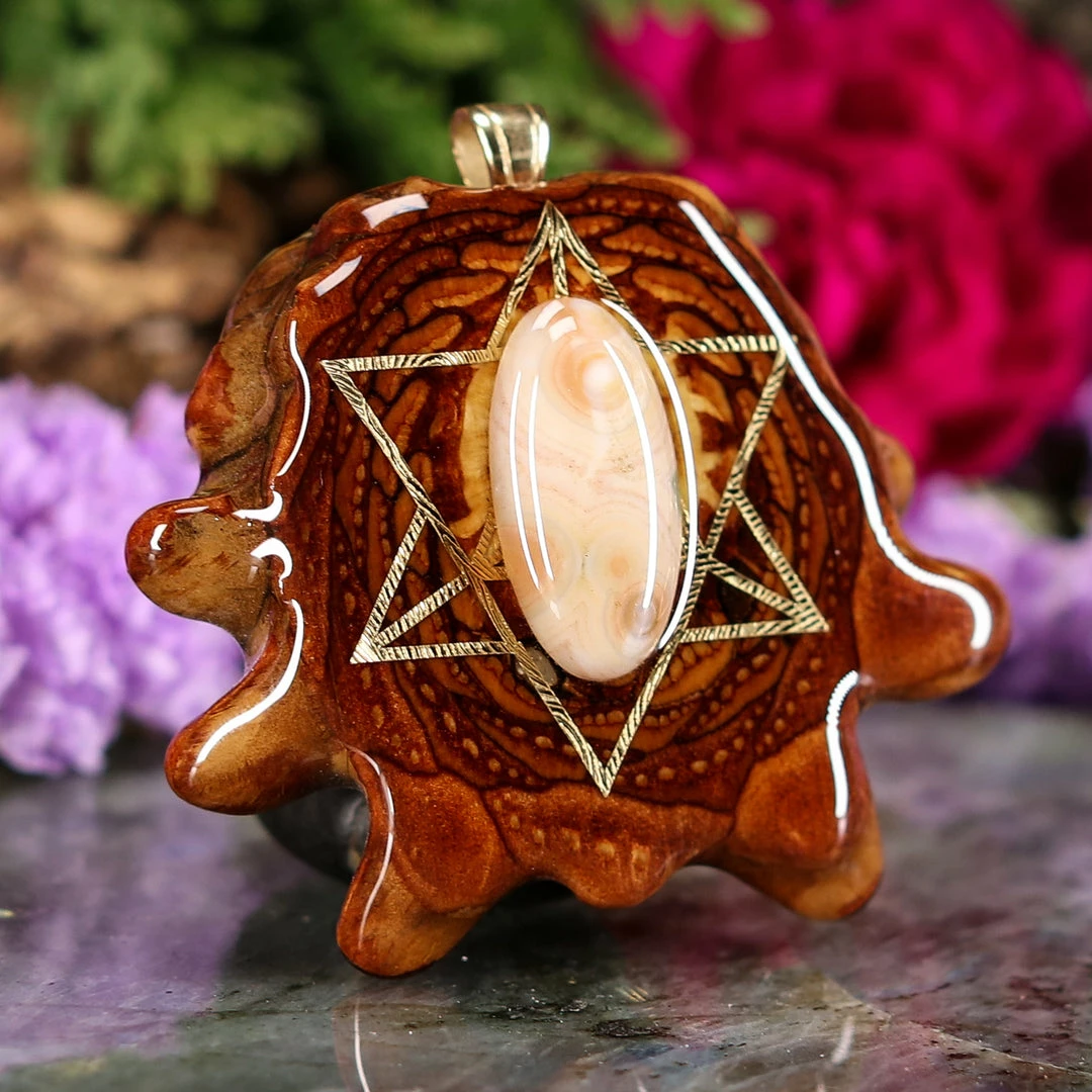 TEP Pendants Ocean Jasper With Gold Merkaba 5 TEP Pendants Ocean Jasper With Gold Merkaba