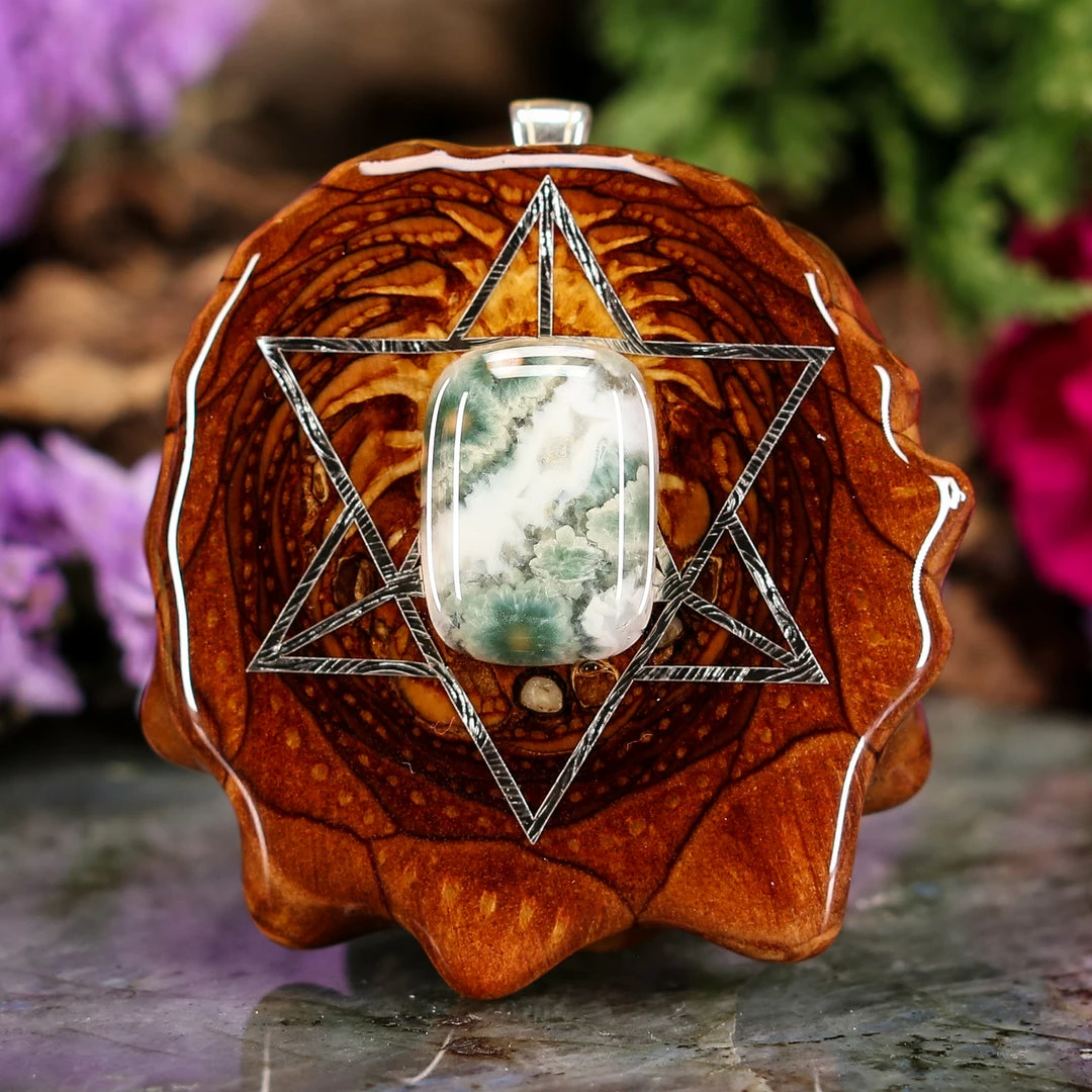 TEP Ocean Jasper With Silver Merkaba Pendants 3 TEP Ocean Jasper With Silver Merkaba Pendants