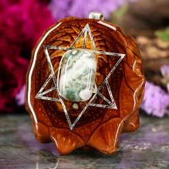 TEP Ocean Jasper With Silver Merkaba Pendants