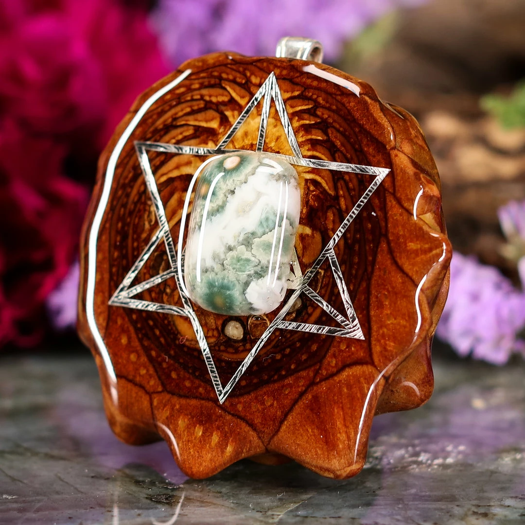 TEP Ocean Jasper With Silver Merkaba Pendants 4 TEP Ocean Jasper With Silver Merkaba Pendants