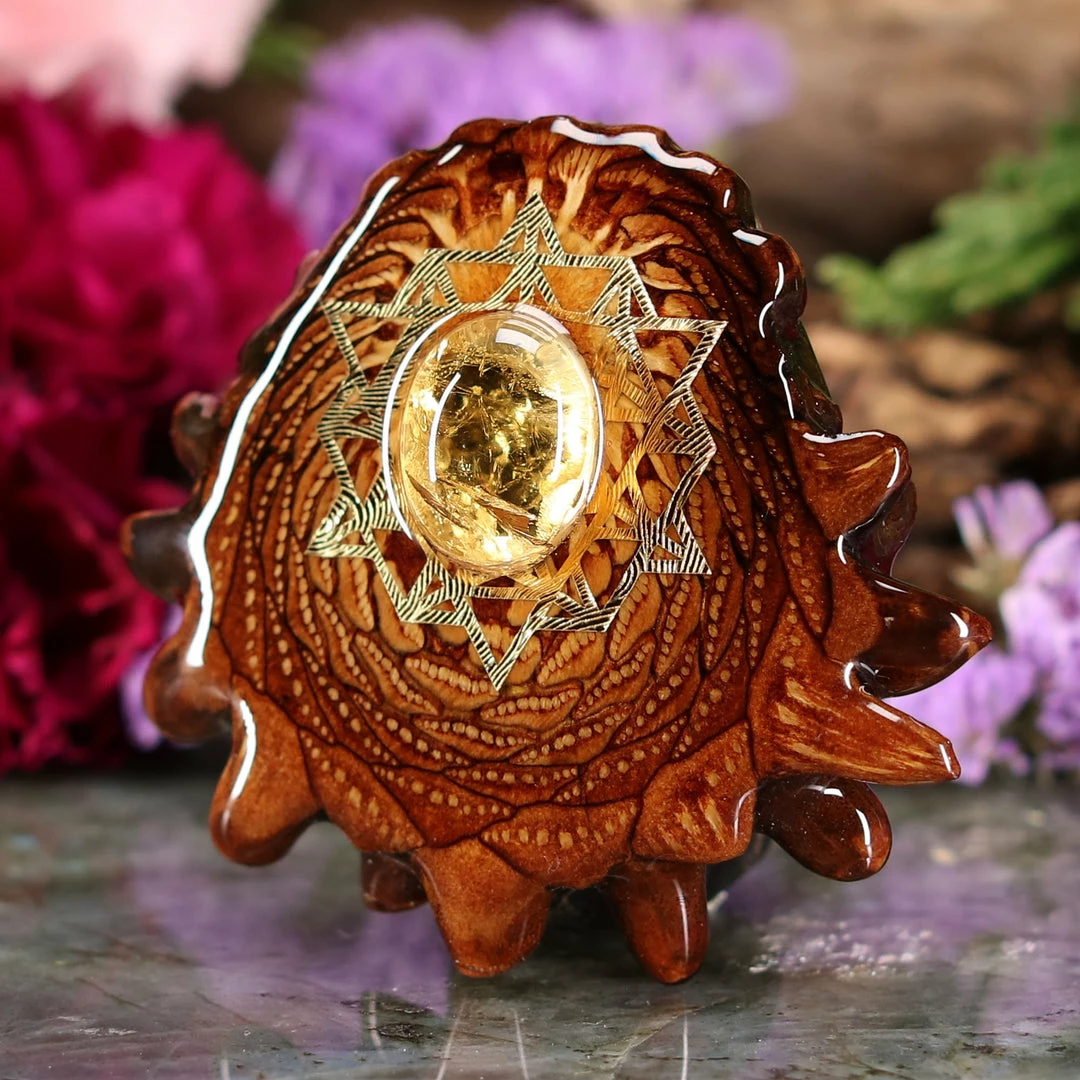 TEP Pendants Citrine With Gold 64 Star Tetrahedron 4 TEP Pendants Citrine With Gold 64 Star Tetrahedron