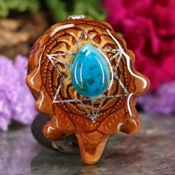 TEP Chrysocolla With Silver Merkaba Pendants