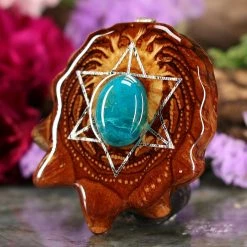 TEP Pendants Chrysocolla With Silver Merkaba