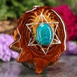 TEP Pendants Chrysocolla With Silver Merkaba