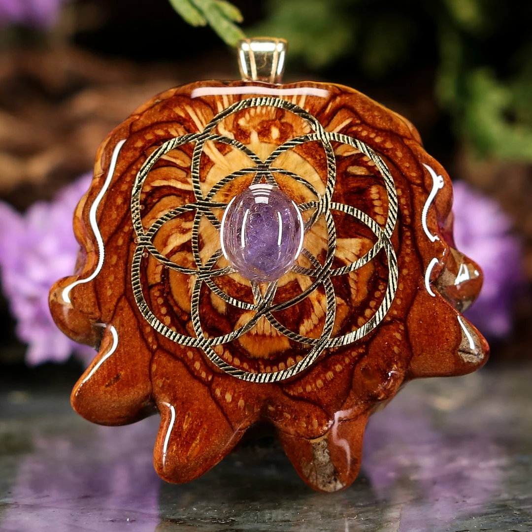 TEP Pendants Tanzanite With Gold Seed Of Life 3 TEP Pendants Tanzanite With Gold Seed Of Life