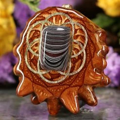 TEP Pendants Fordite With Gold Seed Of Life