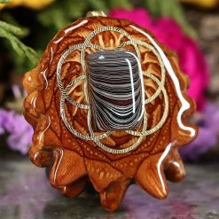 TEP Pendants Fordite With Gold Seed Of Life