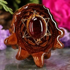 TEP Red Garnet With Gold Merkaba Pendants