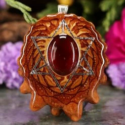 TEP Red Garnet With Silver Merkaba Pendants