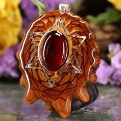 TEP Red Garnet With Silver Merkaba Pendants