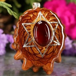 TEP Red Garnet With Silver Merkaba Pendants