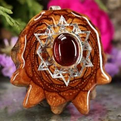 TEP Red Garnet With Silver 64 Star Tetrahedron Pendants