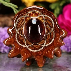 TEP Red Garnet With Gold Seed Of Life Pendants